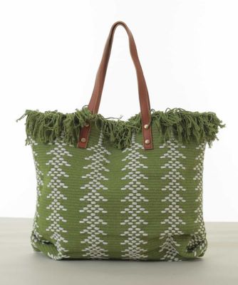 ＜MK MICHEL KLEIN BAG (Women)＞幾何柄ジャカードフリンジトートバッグ