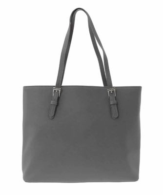 2WAY／インナーバッグ付き］ベルトアクセントスクエアトートバッグ