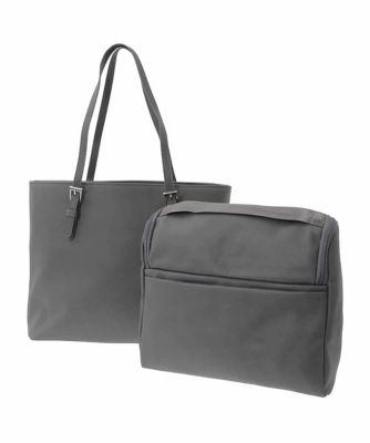 2WAY／インナーバッグ付き］ベルトアクセントスクエアトートバッグ