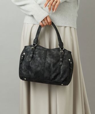 ＜MK MICHEL KLEIN BAG (Women)＞［２ＷＡＹ］シャイニーカラーベルトデザインラウンドトートバッグ