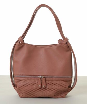 ＜MK MICHEL KLEIN BAG (Women)＞［２ＷＡＹ］パンチングデザイン変形ミニトートバッグ