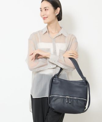 ＜MK MICHEL KLEIN BAG (Women)＞［２ＷＡＹ／人気の定番ＢＡＧ］パンチングデザイン変形ミニトートバッグ