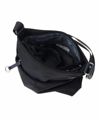 撥水／500g以下の軽量］アクセントレザースクエアショルダーバッグ