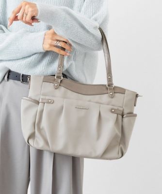 ＜MK MICHEL KLEIN BAG (Women)＞［２ＷＡＹ／撥水加工］レザージョイントナイロントートバッグ