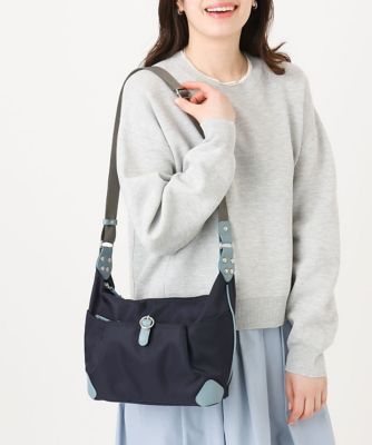 ＜MK MICHEL KLEIN BAG (Women)＞［撥水／軽量］レザーポイントナイロンショルダーバッグ