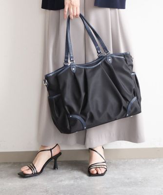 ＜MK MICHEL KLEIN BAG (Women)＞［２ＷＡＹ／撥水／Ａ４収納可］レザージョイントタックデザイントートバッグ