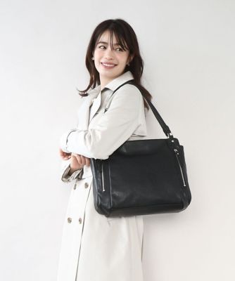 ＜MK MICHEL KLEIN BAG (Women)＞［２ＷＡＹ／Ａ４収納可］ジップデザインスクエアトートバッグ