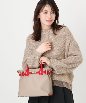 ＜MK MICHEL KLEIN BAG (Women)＞［２ＷＡＹ／撥水加工］異素材ベルトデザインスクエアバッグ