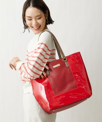 ＜MK MICHEL KLEIN BAG (Women)＞［２ＷＡＹ／Ａ４収納可能］エナメルデザインＢＩＧトートバッグ