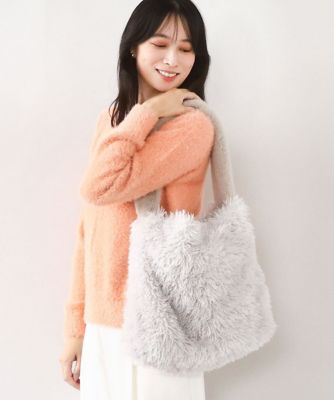 MK MICHEL KLEIN BAG (Women)/エムケーミッシェルクランバッグ [2WAY]ファーショルダースクエアデザインバッグ 80アイボリー 旅行用かばん・バッグ【三越伊勢丹/公式】