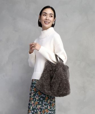 MK MICHEL KLEIN BAG (Women)/エムケーミッシェルクランバッグ [2WAY]ファーショルダースクエアデザインバッグ 84ベージュ 旅行用かばん・バッグ【三越伊勢丹/公式】