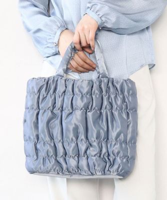 ＜MK MICHEL KLEIN BAG (Women)＞［Ａ４収納可／３００ｇ以下の軽量］ギャザーデザインナイロントートバッグ