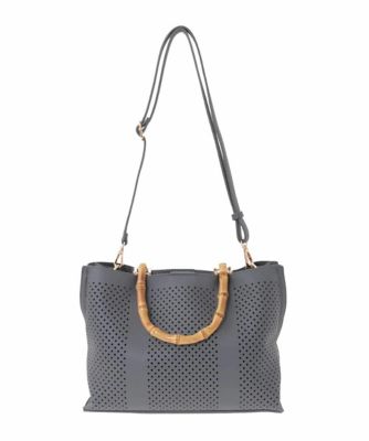 とんみ　バンブーM 2wayトートバッグ　インド刺繍ベルベットブラック 2WAY］バンブーハンドルパンチングバッグ | MK MICHEL KLEIN BAG
