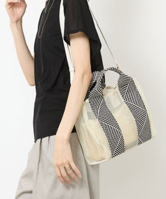 ＜MK MICHEL KLEIN BAG (Women)＞［２ＷＡＹ／ポーチ付き］ラメアクセントメッシュトートバッグ