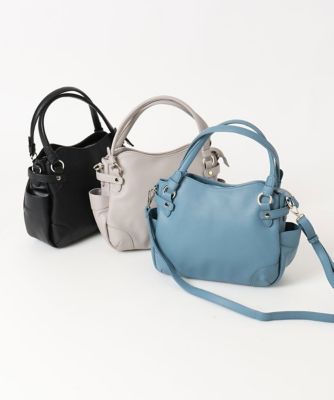 ＜MK MICHEL KLEIN BAG (Women)＞［２ＷＡＹ］メタルアクセントラウンドトートバッグ