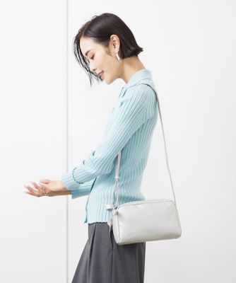 MK MICHEL KLEIN BAG (Women)/エムケーミッシェルクランバッグ ダブルファスナーカウレザーショルダーバッグ