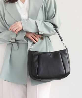 MK MICHEL KLEIN BAG (Women)/エムケーミッシェルクランバッグ ［２ＷＡＹ］切り替えポケット牛革ショルダーバッグ