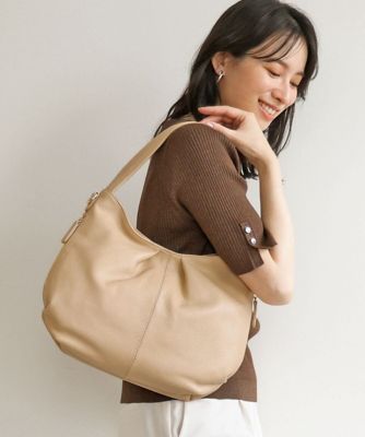 ＜MK MICHEL KLEIN BAG (Women)＞［２ＷＡＹ］タックデザイン牛革ショルダーバッグ