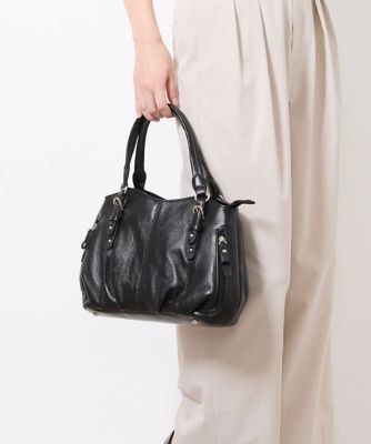 ＜MK MICHEL KLEIN BAG (Women)＞［２ＷＡＹ］ベルトアクセントラウンドレザートートバッグ