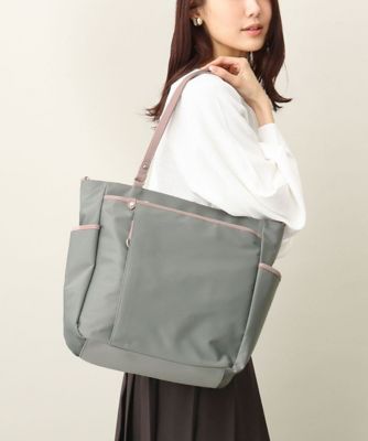 ＜MK MICHEL KLEIN BAG (Women)＞［２ＷＡＹ］レザージョイントナイロントートバッグ