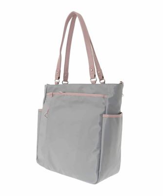 2WAY］レザーパイピングナイロンスクエアトートバッグ | MK MICHEL