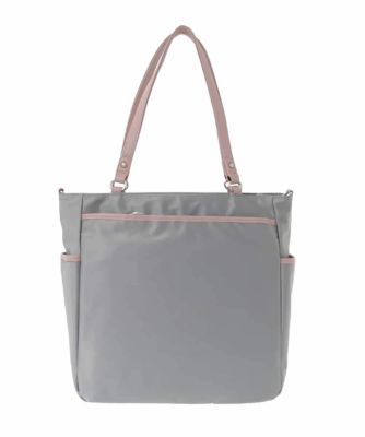 2WAY］レザーパイピングナイロンスクエアトートバッグ | MK MICHEL