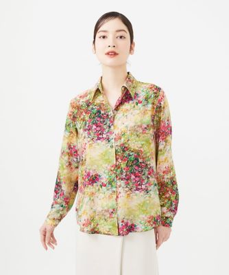 Sybilla - シビラ ストレッチ 総刺繍 シアーブラウス オフネック