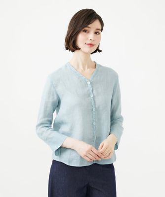 ＜Sybilla (Women)＞ツイストＶネックリネンブラウス