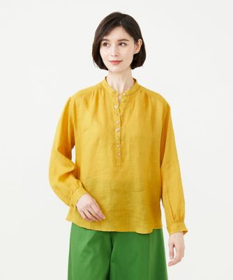 ＜Sybilla (Women)＞ミックスボタンリネンブラウス