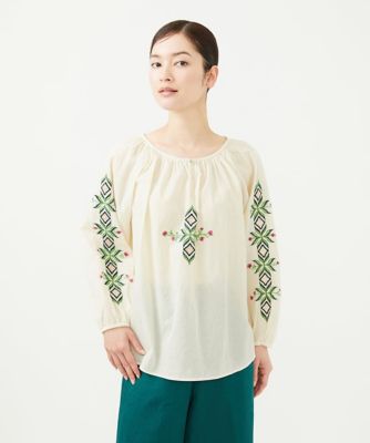 ＜Sybilla (Women)＞【ＩＮＤＩＡ】フラワー＆ボーラー刺繍ブラウス