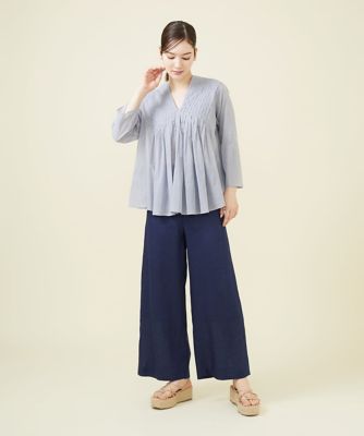 ピンタックゴールドステッチブラウス