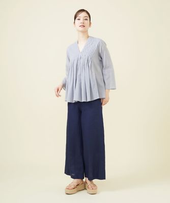 ピンタックゴールドステッチブラウス