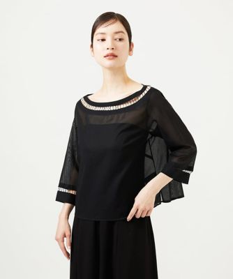 ハシゴ刺繍シアーブラウス