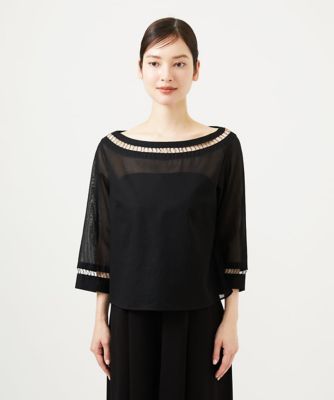 ハシゴ刺繍シアーブラウス