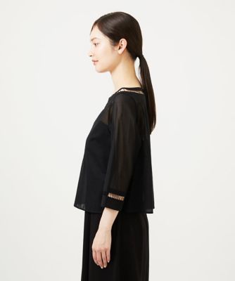 ハシゴ刺繍シアーブラウス
