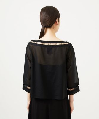 ハシゴ刺繍シアーブラウス