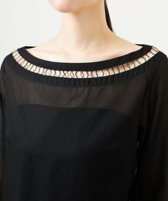 ハシゴ刺繍シアーブラウス