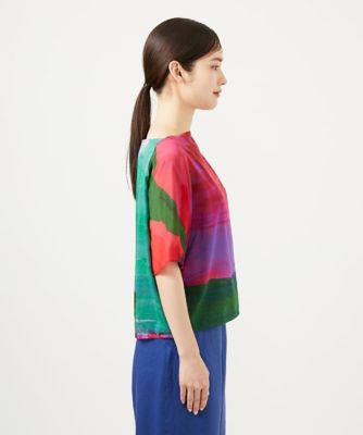 近年モデル シビラ アートプリントブラウス コットン シルク マルチ