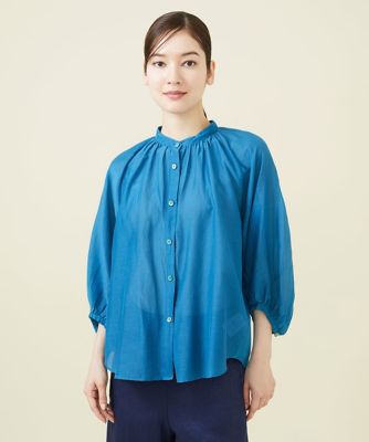 シルクコットンギャザーブラウス
