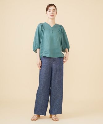 リネンローンタックスリーブブラウス