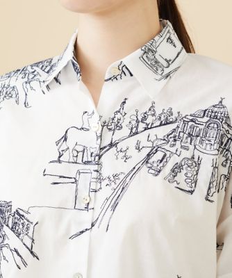 タウンスケープ刺繍シャツ