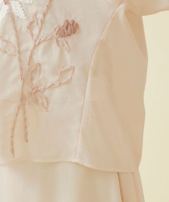 フラワーテープ刺繍オーガンジーブラウス