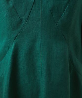 【ＭＯＮＯＴＯＮＥ】平織りリネンＶネックフレアドレス