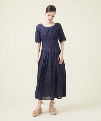 シアーリネンピンタックデザインドレス