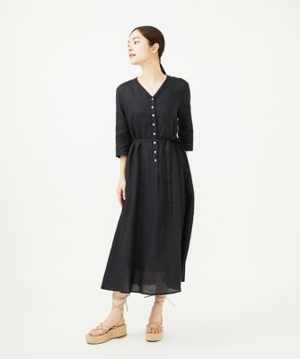 リネンローンボタンデザインドレス
