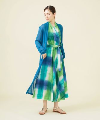 板締め絞りカシュクールドレス