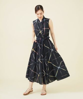 板締め絞りカシュクールドレス
