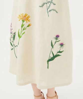 先染めリネン刺繍ドレス