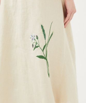 先染めリネン刺繍ドレス