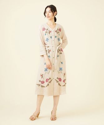 ＜Sybilla (Women)＞ラテンフラワークロスステッチリネンドレス
